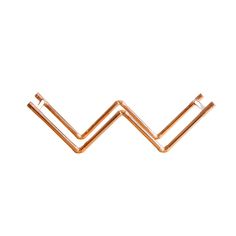 two pieces of copper wire on a white background, one is shaped like an arrow