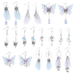 a collection of earrings with different designs on them