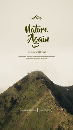 the cover of nature again magazine, with an image of a mountain in the background