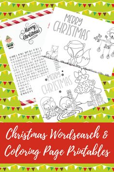 christmas worksheet and coloring page printables for kids to color on the holidays