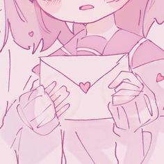 a drawing of a girl holding an envelope