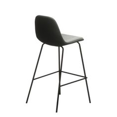 an upholstered bar stool with black legs