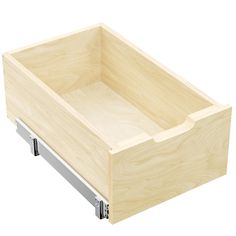 a wooden drawer with metal handles on an isolated white background for use as a storage unit