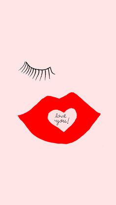 a red lips with a white heart on it and the words love is you written across the lip