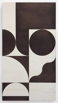 an abstract painting with black and white shapes