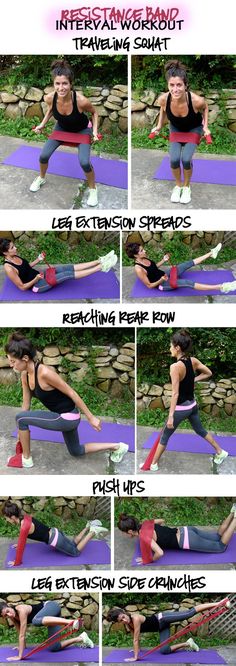 a woman doing exercises on a purple mat with the words, how to do it