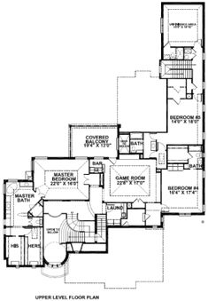 the upper level floor plan for this house