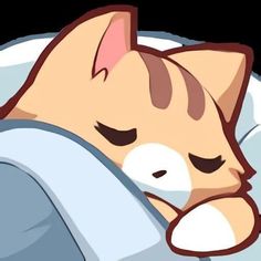 a cartoon cat sleeping on top of a pillow