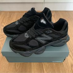 Brand:New Balance Size: Eu 43 (Men's 9.5) Color:Black U9060bpm Black 9060 New Balance, Black New Balance 9060, New Balance 9060 Castlerock, New Balance Shoes Black, All Black New Balance, 9060 New Balance, New Balance 9060 Black, Bf Christmas, Black Sambas