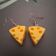 Who Doesn't Love Cheese!! Handmade Brand New. Never Been Worn The Ear Hook Wires Are From Hildie And Jo They Are Silver Material Is Iron They Are Nickel Free!!! They Come With Backings!!! Cheap Novelty Metal Earrings, Handmade Earrings Ideas Unique, Fun Jewelry Aesthetic, Cute Fun Earrings, Weird Clay Earrings, Mimic Character, Quirky Clay Earrings, Mini Brand Earrings, Cheap Novelty Pierced Earrings