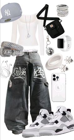 Grey baggy jeans outfit inspo Baggy Jeans Outfit, Latina Fashion Outfits, Simple Trendy Outfits, Jeans Outfit