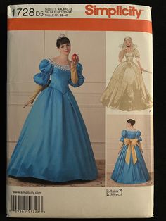 an image of a woman in a blue dress on the cover of a sewing pattern