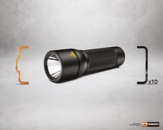 an image of a flashlight with the light on it's side next to another one