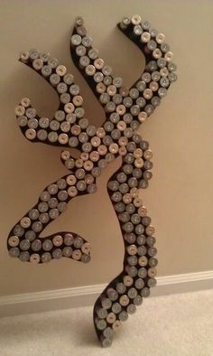 a sculpture made out of wine bottle caps