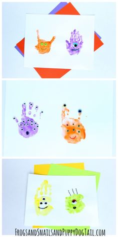 handprinted halloween cards for kids to make