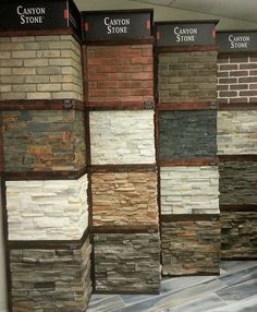 several different types of stone and brick walls