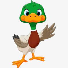 a cartoon duck is standing with its wings spread out and it's eyes wide open