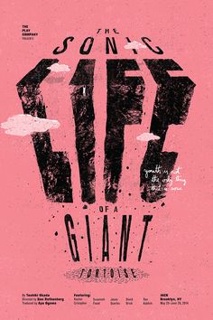 a poster with the words sons if giants written in black and pink ink on a pink background