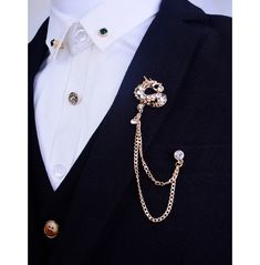 Chain Brooch, Shirt Collar Pins, Leather Bow Tie, Men's Brooch, Fancy Suit, Suit Collar, Crystal Dragon, Collar Chain, Collar Pins