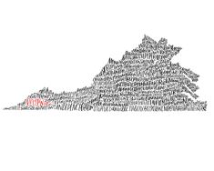 a drawing of a mountain made up of words