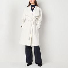 Add some chic outerwear to your closet with this women's Worthington coat. It's made from soft woven fabric with an oversized draped collar, long sleeves, side slip pockets, and a self-tie waist. Perfect for cooler weather, layer it over everything from dresses to leggings and a t-shirt.Features: BeltedClosure Type: ButtonFit: FittedNeckline: Draped NeckPockets: 2 Side Slip PocketsSleeve Length: Long SleeveWarmth Factor: MidweightApparel Length: 40 InchesOuterwear Length: LongFiber Content: 90% Polyester, 10% RayonFabric Description: WovenLining Material: PolyesterCoat Style: Wool CoatsCare: Dry Clean OnlyCountry of Origin: Imported Chic Outerwear, Draped Collar, Trench Coats Women, Cooler Weather, Trench Coats, Belts For Women, Woven Fabric, Trench Coat, Coats Jackets