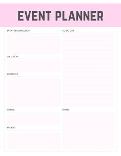 a pink event planner is shown in this image