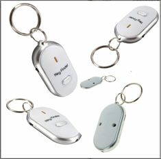 three different types of keychains are shown with the same object in front of them