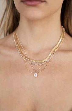 Ettika Freshwater Pearl Pendant Necklace | Nordstrom Layered Chains Gold, Layers Necklaces, Chain Types, Layer Jewelry, Gold Necklace For Women, Xmas Wishlist, Jeweled Collar, Necklace Stack, Gold Lariat Necklace