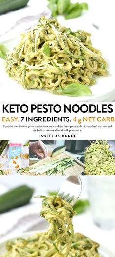 the cover of keto pesto noodles is shown