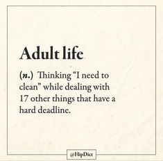 an adult life definition is shown in black and white