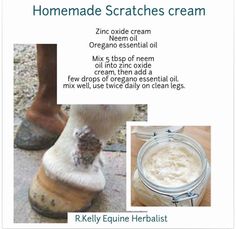 an advertisement for homemade scarches cream with pictures of the product and description on it