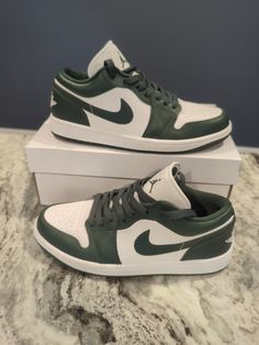 You are looking at pair of women's size 8.5 Air Jordan 1 low top in galactic green style. These shoes were worn twice and  are in excellent condition.  Comes with original box . Please contact me if you want to see additional pictures or something specific you want to look at. They're in excellent condition. It would be a good addition to your collection Jordan 1 Low Top, Jordan Retro 1 Low, Womens Air Jordan, Air Jordan Retro 1, Jordan Retro 1, Womens Air Jordans, Air Jordan Retro, Retro 1, Green Style