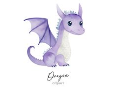 a purple dragon sitting on top of a white background