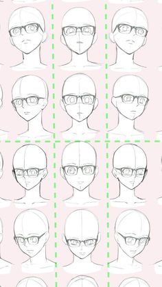 how to draw an anime character with different facial expressions and hair styles for the head