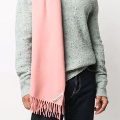 Like New Acne Studios Scarf (Narrow Canada Scarf L196cm X W46cm) Acne Scarf, Acne Studios Scarf, Acne Studio, Grey Scarf, Pink Scarves, Fringe Scarf, Pink Plaid, Wool Scarf, Wool Plaid