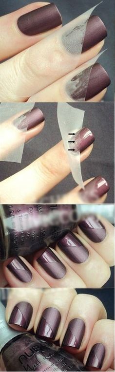 Glossy  Matte Nail Art Design - DIY Matte Nail Art, Nail Art Designs Diy, Beautiful Nail Art, Cute Nail Designs, Tutorial Diy, Nail Art Tutorial