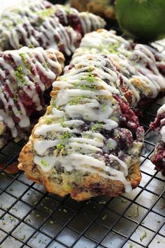 a close up of food on a cooling rack