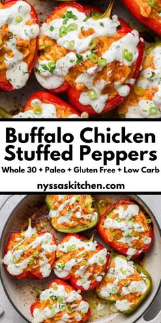 Need Dinner Recipes ? This Buffalo Chicken Stuffed Peppers{whole30 paleo glutenfree lowcarb} is worth a try Its Buffalo Chicken Stuffed Peppers, Chicken Stuffed, Health Dinner, Chicken Stuffed Peppers, Buffalo Sauce, Paleo Whole 30, Health Dinner Recipes, Diet Keto, Ranch Dressing