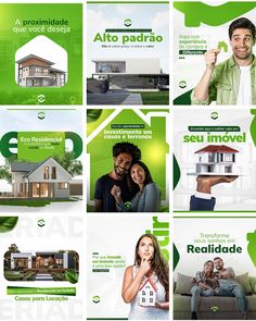 a series of advertising brochures for real estate agent in spanish and english language