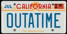 a license plate for the state of california that says,'outatime '