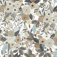 an abstract floral pattern with many different colors and sizes