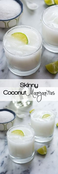 A tropical spin on the classic drink! These Skinny Coconut Margarita are made with lite coconut milk, coconut water, tequila blanco and triple sec for a refreshing cocktail! Coconut Margarita, Refreshing Cocktail, Triple Sec, Margarita Recipes, Refreshing Cocktails, Summer Cocktails, Party Drinks, Detox Drinks, Coconut Water