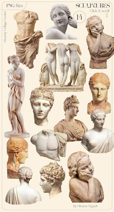 an image of some statues that are in the shape of people's heads and torsos