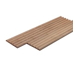 wooden slats are lined up on a white background