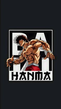 an anime character with muscular arms and legs, in front of a black background that says aa