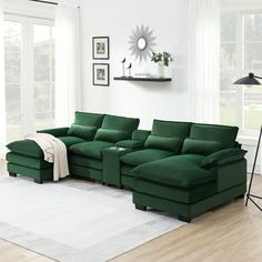 Dear customers,welcome to our store GNIXUUTo meet is to sign onPrincess, please place an order This modern sectional sofa has a classic design that will never go out of style. The upholstery and sleek lines blend perfectly to create a harmonious appearance that can suit any decor style and enhance your space. It also has storage space, cup holders and USB ports for convenience. Product Features Double chaise : It can relax our head, neck, back and all parts of the body, making it more comfortabl Green Sectional, U Shaped Couch, Modern Sectional Sofa, Sleeper Couch, U Shaped Sectional Sofa, Upholstered Couch, Shaped Sofa, U Shaped Sofa, Traditional Sofa