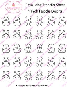 the teddy bear pattern is shown in black and white