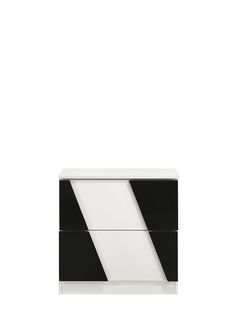 a black and white dresser with two drawers