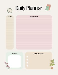 the daily planner is shown with notes and plants