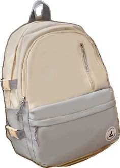 Beige School Backpack With Large Capacity, Beige Large Capacity Backpack For School, Beige Laptop Backpack For Daily Use, Beige Backpack Laptop Bag For Daily Use, Beige Backpack With Zipper Pocket For Back To School, Casual Cream Satchel Backpack, Beige Laptop Backpack For School, Back To School Beige Shoulder Backpack, Gray Backpack For Students